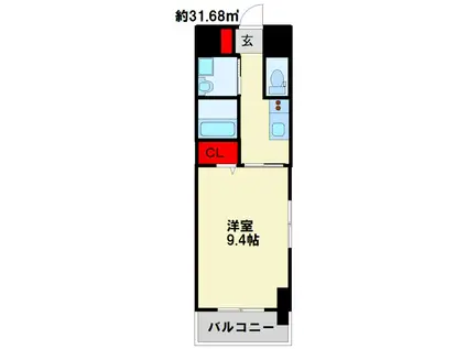 CREWS.REINE(1K/6階)の間取り写真