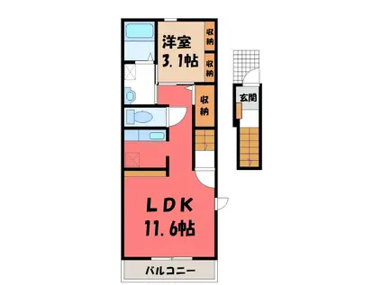 ル・ヴァンヴェールI(1LDK/2階)の間取り写真