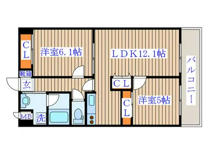 小鶴八番館(2LDK/4階)の間取り写真