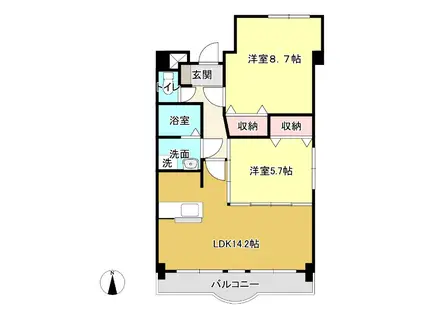 フェニックス(2LDK/5階)の間取り写真