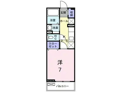 プレーヌアンソレイエノース(1K/2階)の間取り写真