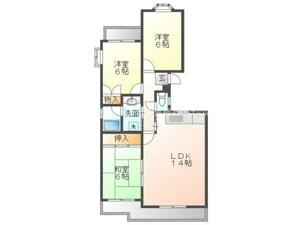 ヴィラ小鷹野(3LDK/2階)の間取り写真