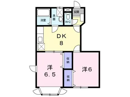 アウローラ・市浜(2DK/1階)の間取り写真