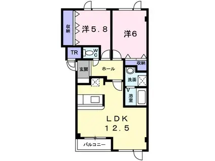 ノ-スリバ-III(2LDK/1階)の間取り写真