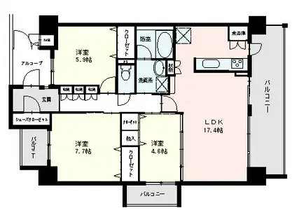 T&Y 24(3LDK/3階)の間取り写真