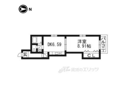 マスジビル(1DK/3階)の間取り写真