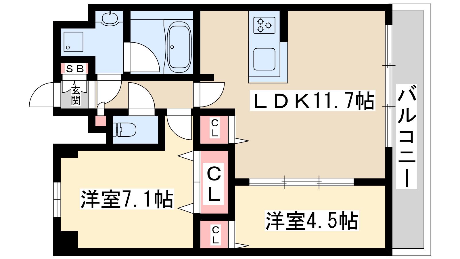 セイワパレス新大阪(2LDK/5階)の間取り写真