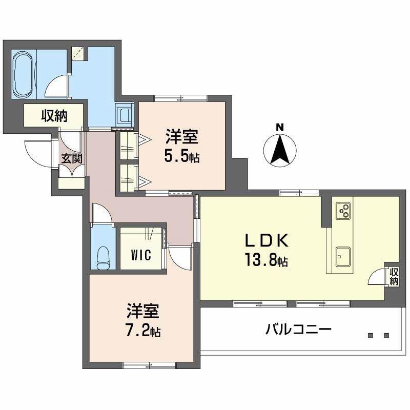 TERRACE米ケ袋(2LDK/4階)の間取り写真