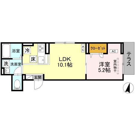 セレスティア上十条(1LDK/1階)の間取り写真