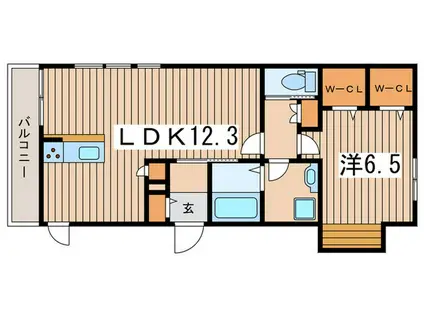 SEASONS イースト(1LDK/2階)の間取り写真
