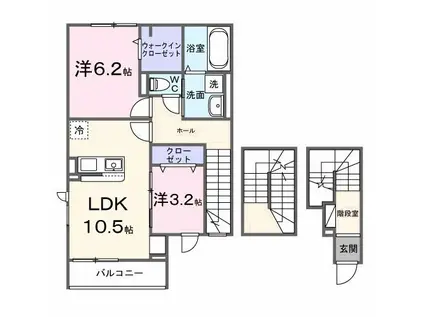オリエンタルレジデンスVII(2LDK/3階)の間取り写真