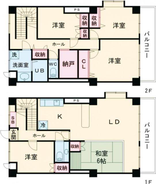 コスモスパレス(5LDK/1階)の間取り写真