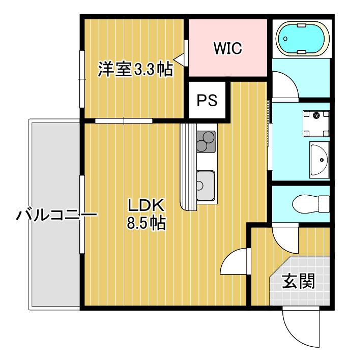 ラルヴェール試験場前II(1LDK/2階)の間取り写真