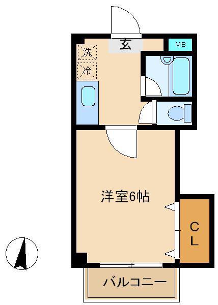 シャルマン南越谷(1K/2階)の間取り写真