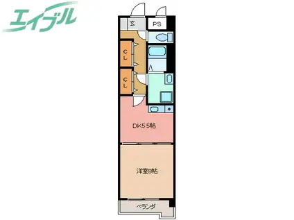 ミカーサ安島(1DK/6階)の間取り写真