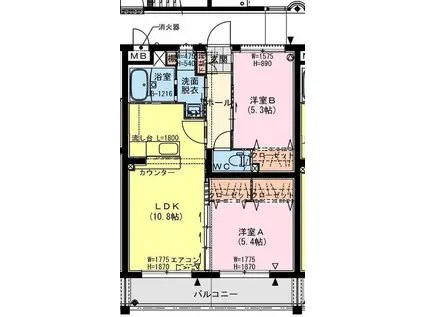 サンメゾン福島(2LDK/4階)の間取り写真