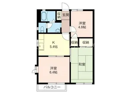 シャンブル横須賀A(3K/2階)の間取り写真