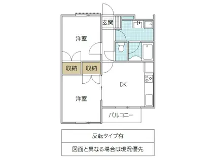 第一パークハイツE棟(2DK/2階)の間取り写真
