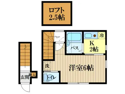 ウエストハイムII(1K/2階)の間取り写真