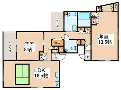ベルメゾン荻窪(2LDK/1階)の間取り写真