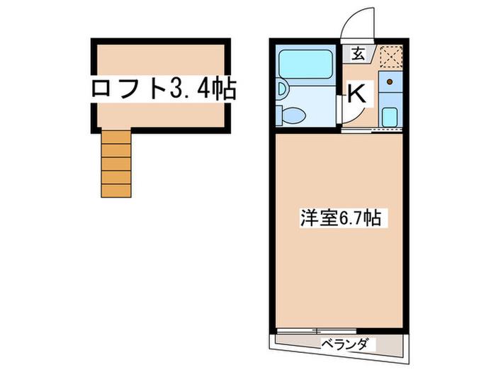 カーム玉川学園II(1K/1階)の間取り写真