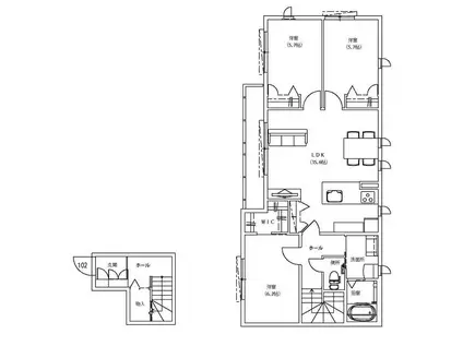 NAVI等々力I(3LDK/1階)の間取り写真