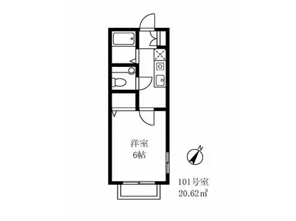 レーヴ田園調布(1K/1階)の間取り写真