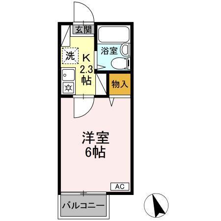 ソレイユ長野(1K/2階)の間取り写真