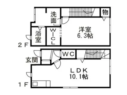 D-BOX 山室 A・B棟(1LDK/1階)の間取り写真