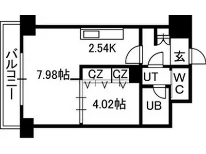 PRIME URBAN宮の沢(1LDK/10階)の間取り写真