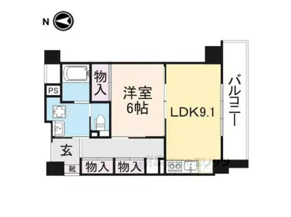 ベルアンジュ奈良(1LDK/3階)の間取り写真