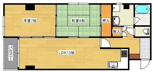 ベルソーレ松本(2LDK/3階)の間取り写真