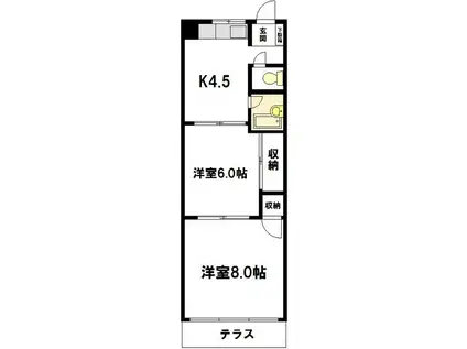 アビデ・サンパティック(2K/1階)の間取り写真