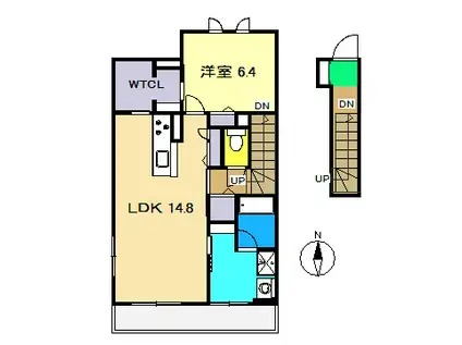 シャーメゾンときわII(1LDK/2階)の間取り写真