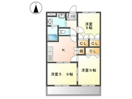 デュオプルーリオン(3K/3階)の間取り写真