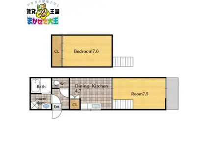 ベルフォーレ愛宕(1DK/1階)の間取り写真