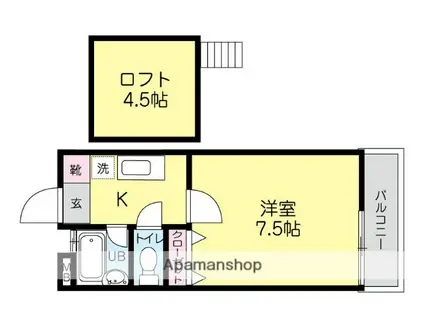 レジデンスセンジュB(1K/1階)の間取り写真