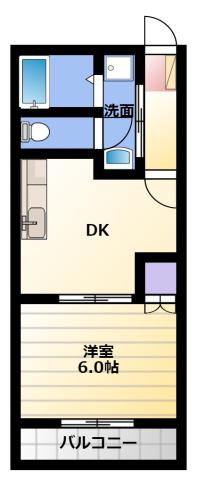 グランデージフルールI(1DK/2階)の間取り写真
