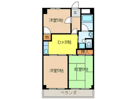 スカイハイツふじ(3DK/1階)の間取り写真