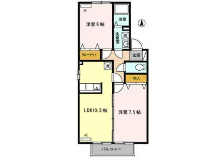 シャルマン・ロージェ B棟(2LDK/2階)の間取り写真