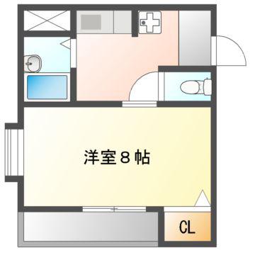 アンフィニV(1K/2階)の間取り写真