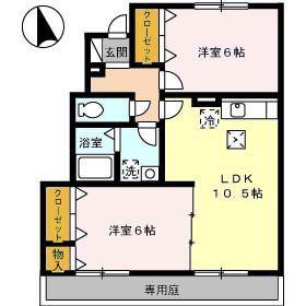 花音B棟(2LDK/1階)の間取り写真