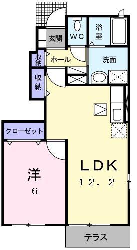 エステート・ステラ1号館(1LDK/1階)の間取り写真