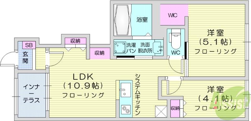 小田原3丁目アパート(2LDK/1階)の間取り写真