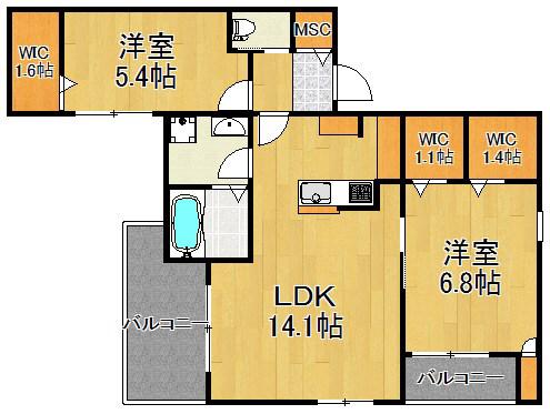 メゾン・クレール(2LDK/3階)の間取り写真