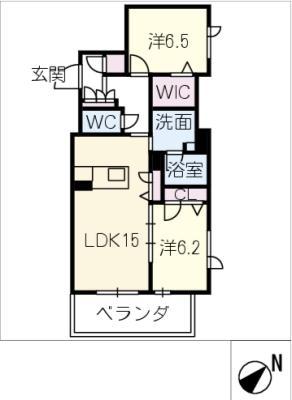 アンビエラ八事(2LDK/2階)の間取り写真
