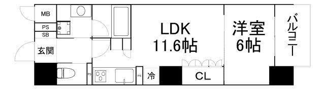 リーガル南久宝寺Ⅱ(1LDK/5階)の間取り写真