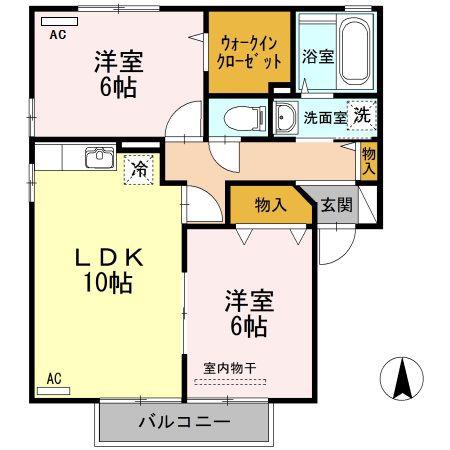 パークアベニューA(2LDK/1階)の間取り写真