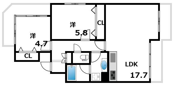 アリストコート芦屋大原(2LDK/3階)の間取り写真