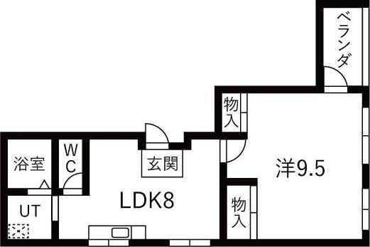 ロイヤルハイツ加賀屋(1LDK/5階)の間取り写真